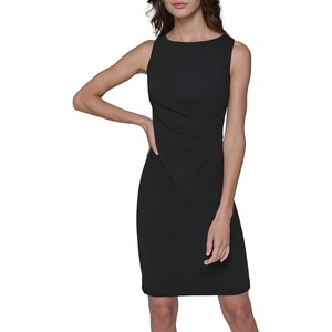 image:imageKarl Lagerfeld Womens Solid Color Crew Neck Sheath DressBlack