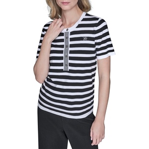 image:imageKarl Lagerfeld Womens Stripe Classic Fashion SweaterSoft WhiteBlack