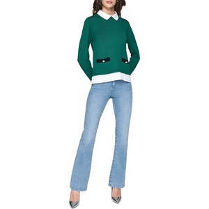 image:imageKarl Lagerfeld Womens Sweater with Builtin Shirt DetailsVeridian Green