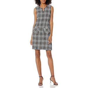 image:imageKarl Lagerfeld Womens Tweed Shift Dress with PocketsIvoryBlack Multi