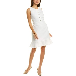 image:imageKarl Lagerfeld Womens Tweed Shift Dress with PocketsSoft White