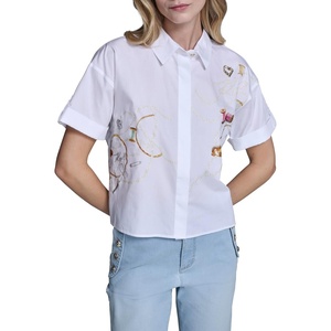 image:imageKarl Lagerfeld Womens Whimsical Sewing Scenes BlouseWhite