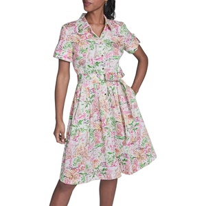 image:imageKarl Lagerfeld Womens Whimsical Short Sleeve Midi Dress with Front TieSoft WhitePink Carnation Multi