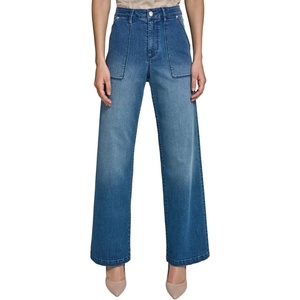 image:imageKarl Lagerfeld Womens Wide Leg Wide Pocket Super Stretch JeanSteel Blue