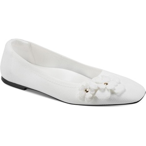 image:imageKarl Lagerfeld Womens Zundro Ballet Flat with Flower DetailsBright White