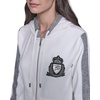 image:imageKARL LAGERFELD Womens Long Sleeve Athleisure Varsity Patch Velour JacketSoft White