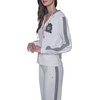 image:imageKARL LAGERFELD Womens Long Sleeve Athleisure Varsity Patch Velour JacketSoft White