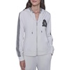 image:imageKARL LAGERFELD Womens Long Sleeve Athleisure Varsity Patch Velour JacketSoft White