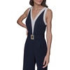 image:imageKARL LAGERFELD Womens Contrast V Neck Sleeveless JumpsuitMarineSoft White
