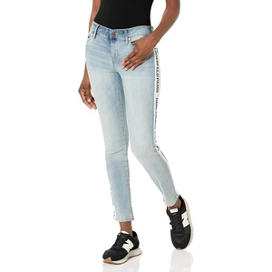 image:imageKarl Lagerfeld Womens Compression Skinny Mid Rise Logo Taping PantIndigo Haze Wash
