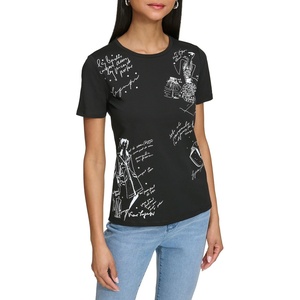 image:imageKarl Lagerfeld Womens Soft Everyday Whimsy Casual TShirtBlackSilver